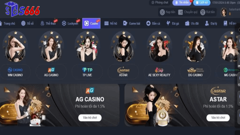 Các sảnh cược casino tại S666