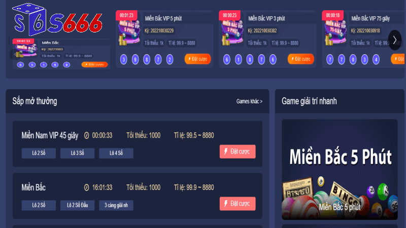 Các loại hình xổ số tại S666 online